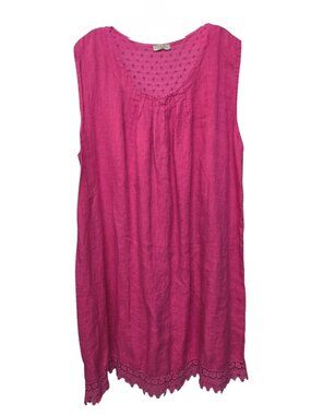 Bellambra 100% Linen Sleeveless Dress Plus Size 3x Crochet Hem Eyelets Italy